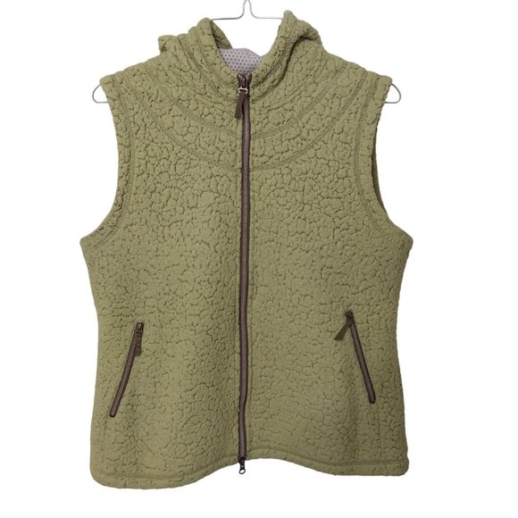 Royal Robbins Jackets & Blazers - Royal Robbins Faux Fur Green Sleeveless Hooded Sherpa Zip Up Vest Womens Sz XL